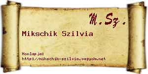 Mikschik Szilvia névjegykártya